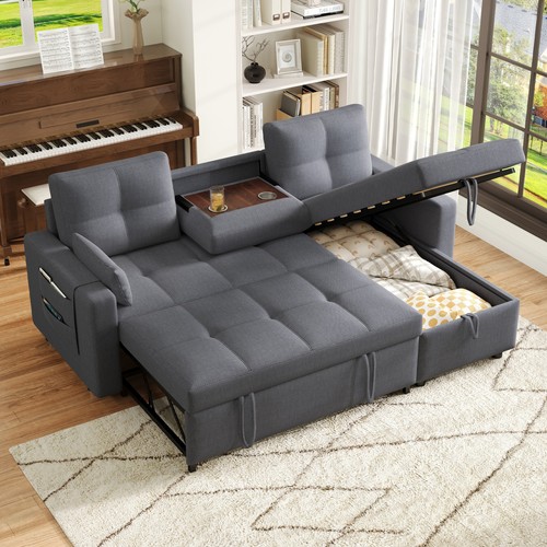 Shaped corner sofa - sofa, grey