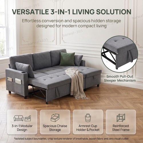Shaped corner sofa bed 3 - l,