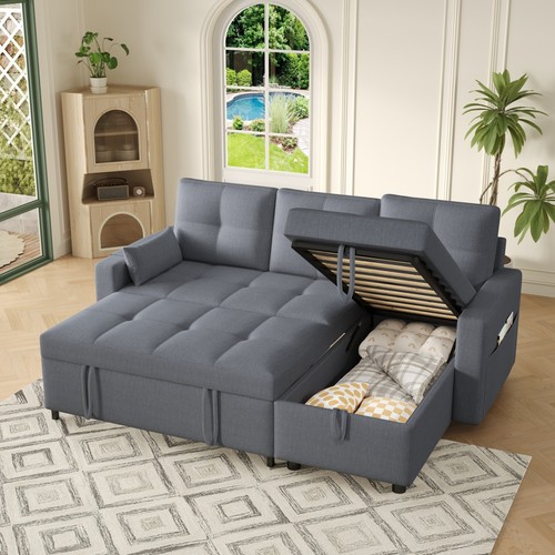 Shaped corner sofa - bed, pull