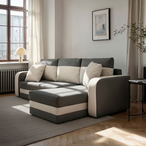 Modern grey corner sofa bed - modern,