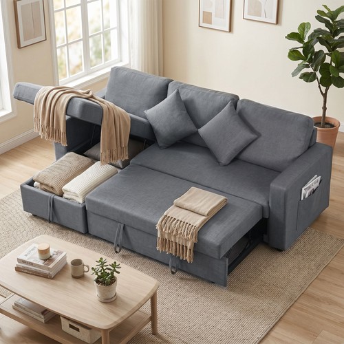 Homcom corner sofa - bed, with