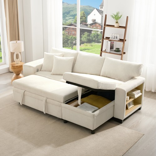 Shaped corner sofa bed - sofa,