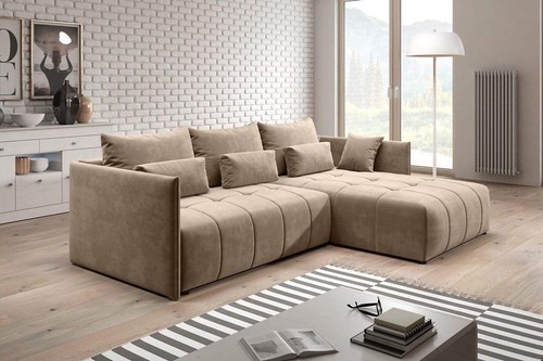 Velvet corner sofa bed - corner, storage