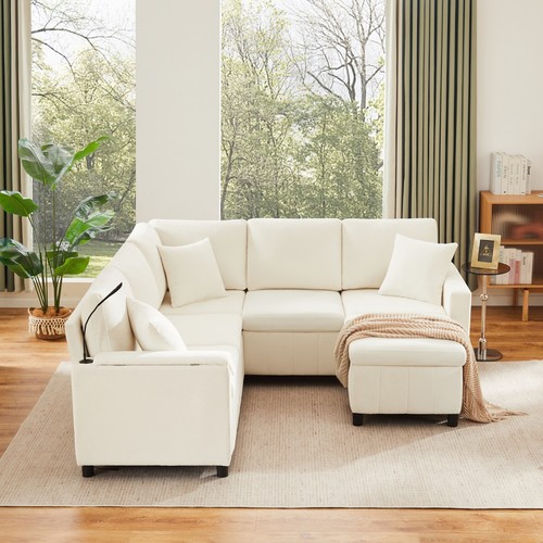 Shaped corner sofa - corner, beige