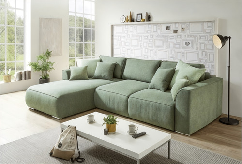 Green fabric corner sofa - corner,