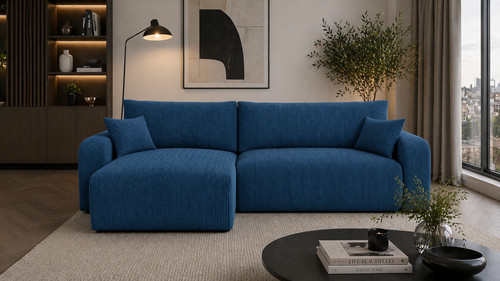 Large corner sofa bed blue - large,